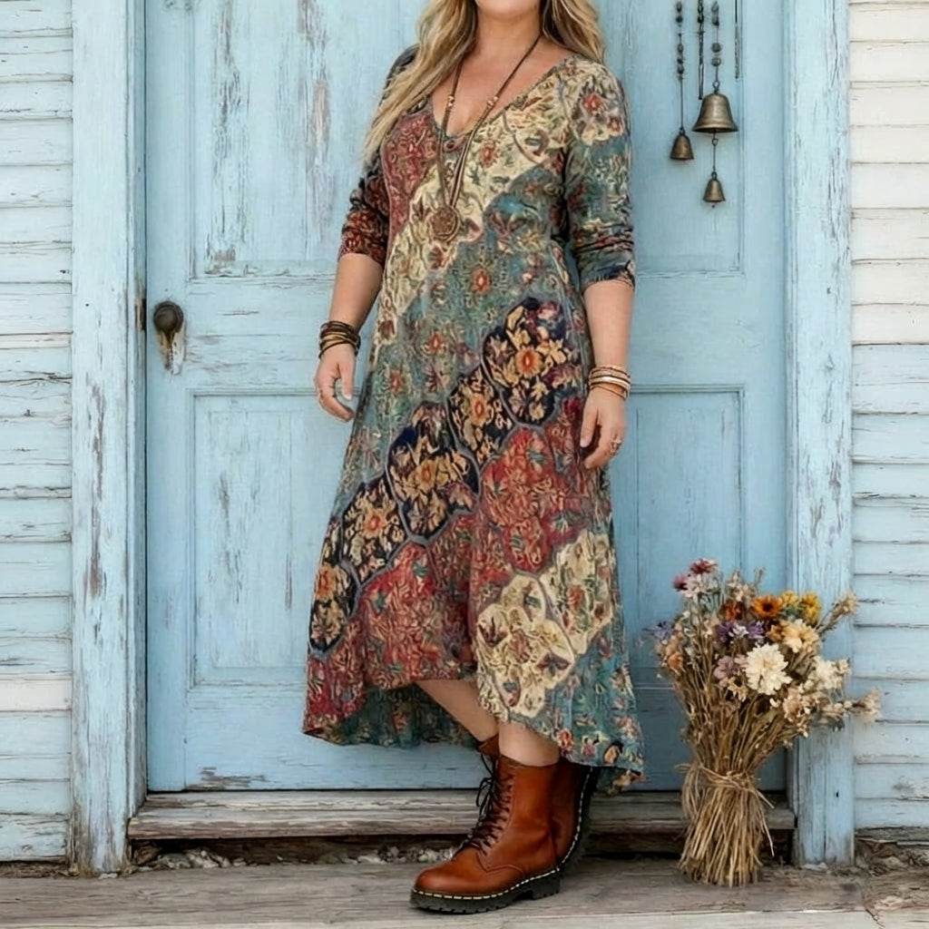 Elizabeth | Robe Décontractée à Manches Longues Inspirée du Vintage