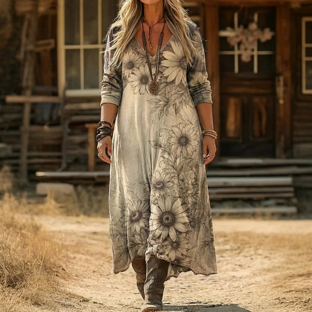 Madison | Robe décontractée à manches longues inspirée du vintage