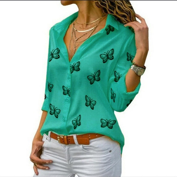 Neleia – Blouse fluide avec imprimé papillon