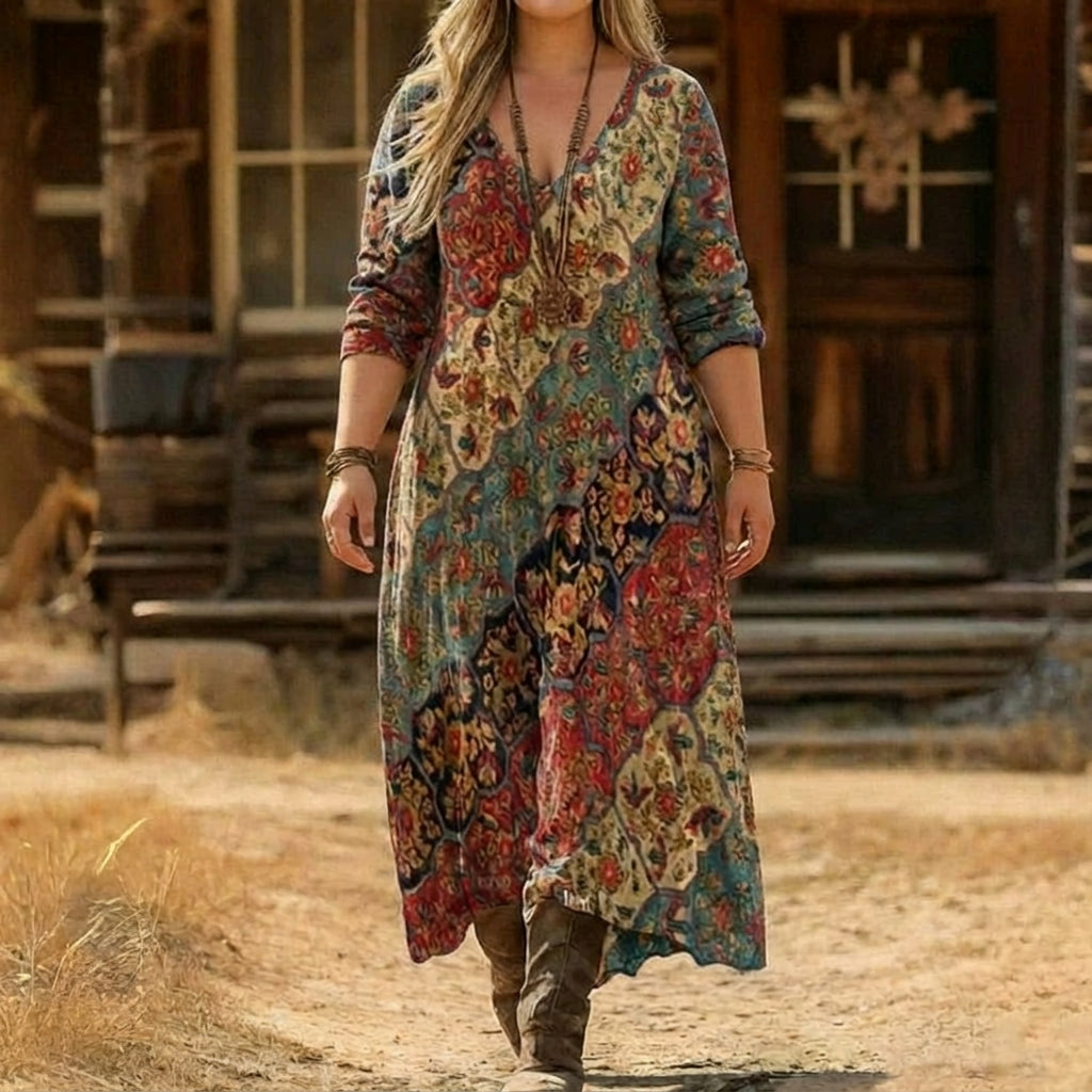 Elizabeth | Robe Décontractée à Manches Longues Inspirée du Vintage