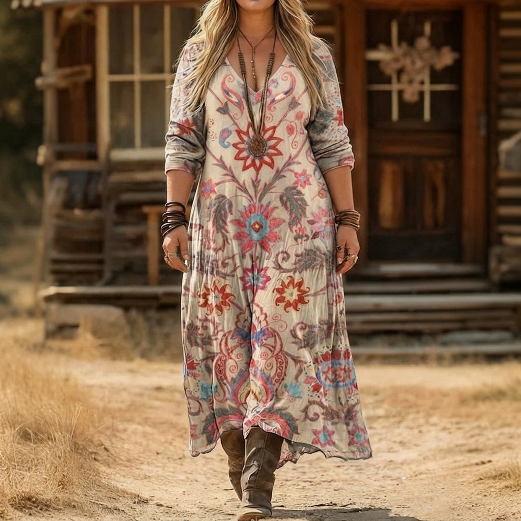 Luna | Robe décontractée inspirée vintage à manches longues