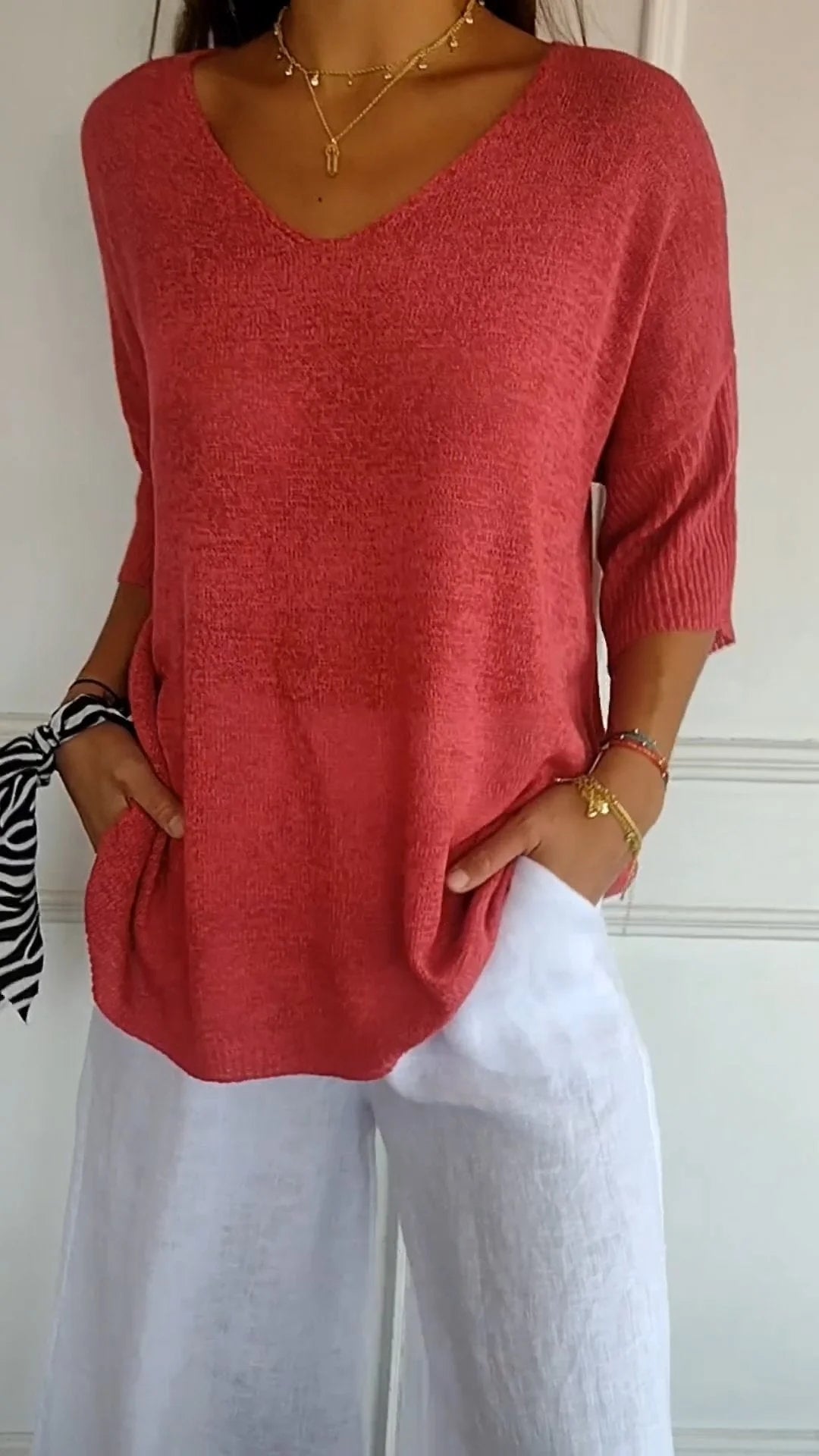 Anna - Top en tricot avec décolleté en V