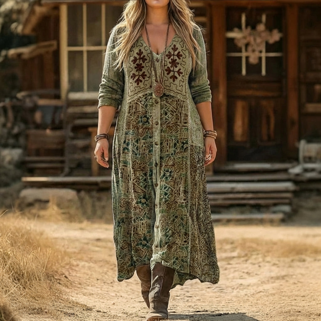 Abigail | Robe Décontractée Inspirée du Vintage avec Manches Longues