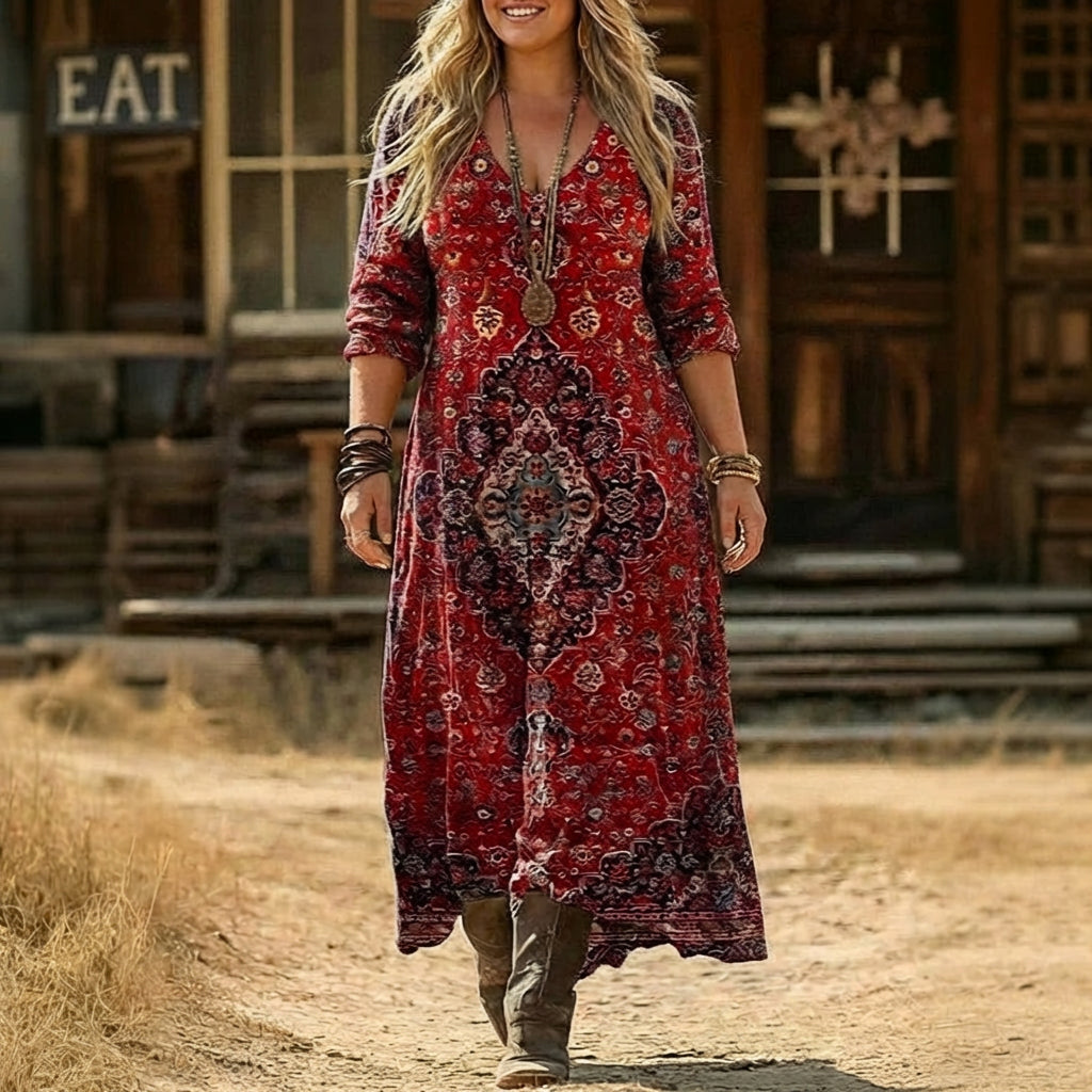 Abigail | Robe décontractée à manches longues inspirée du vintage