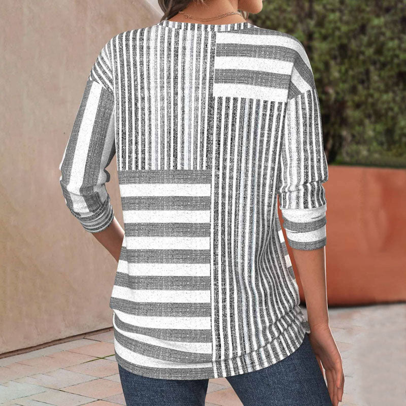 Sophie – Blouse Rayée avec Touche Moderne
