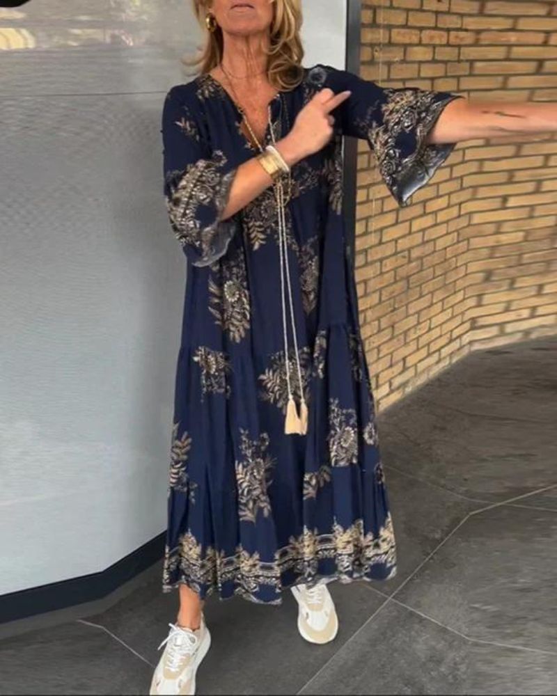 ANNE - ROBE VINTAGE CASUAL À COL EN V
