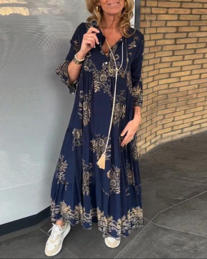 ANNE - ROBE VINTAGE CASUAL À COL EN V