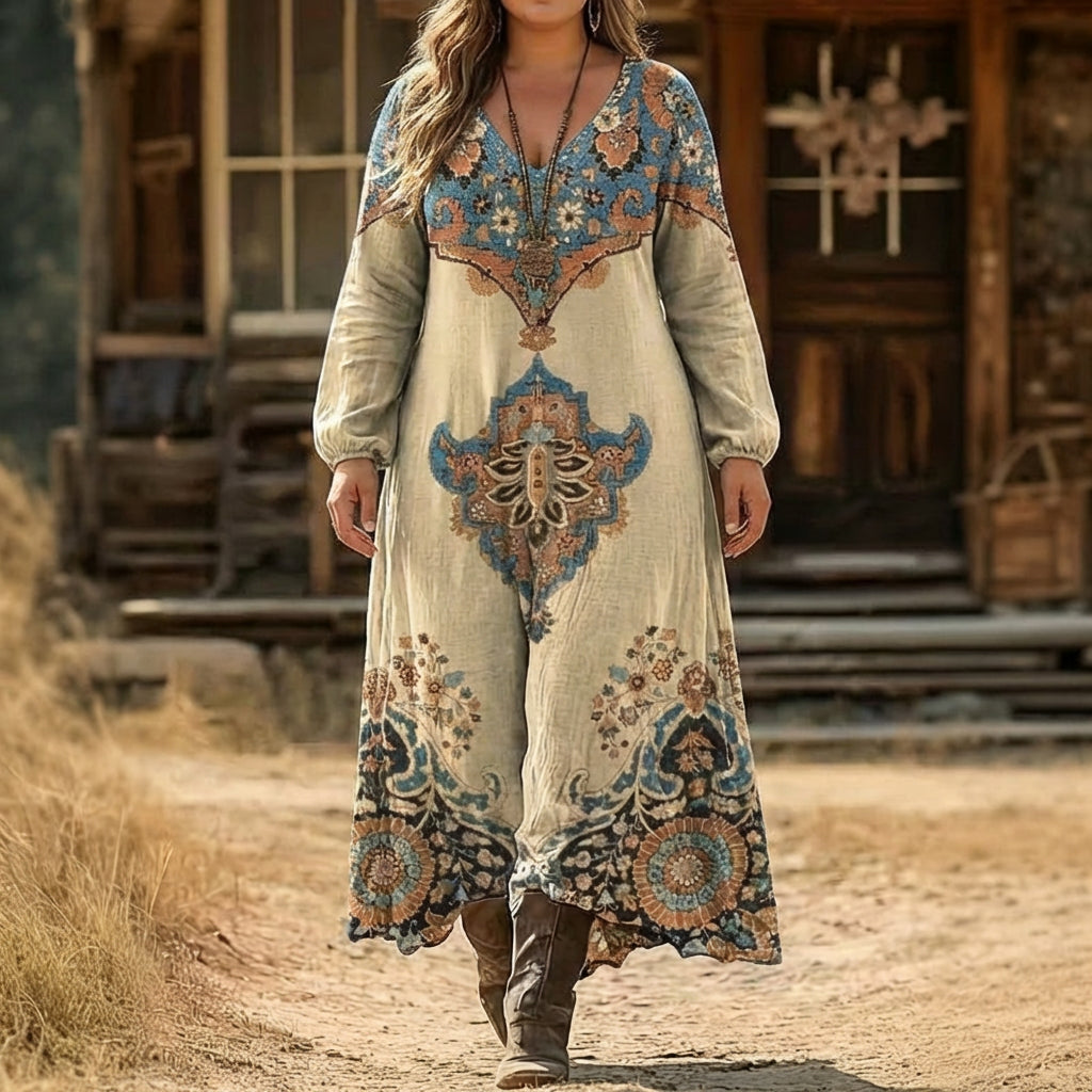 Eleanor | Robe Décontractée à Manches Longues Inspirée Vintage