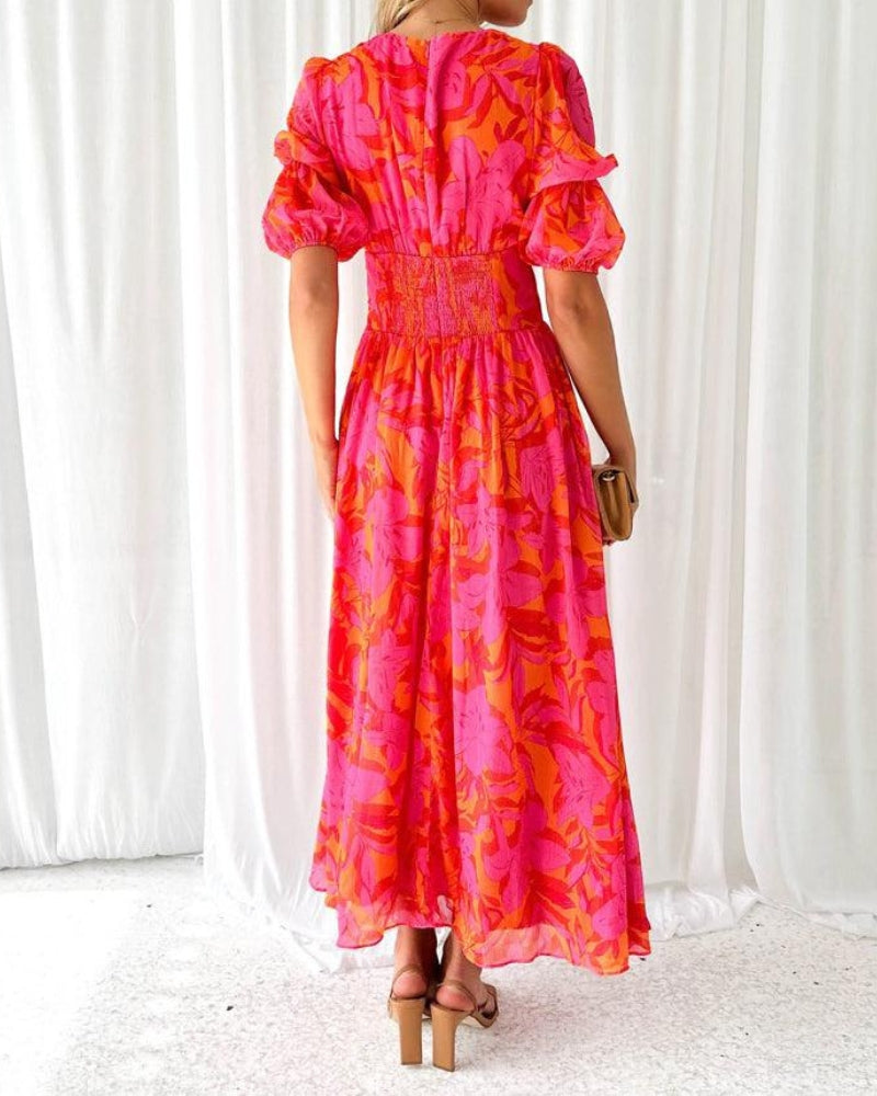 DERANA - ROBE MAXI ROSE ROUGE