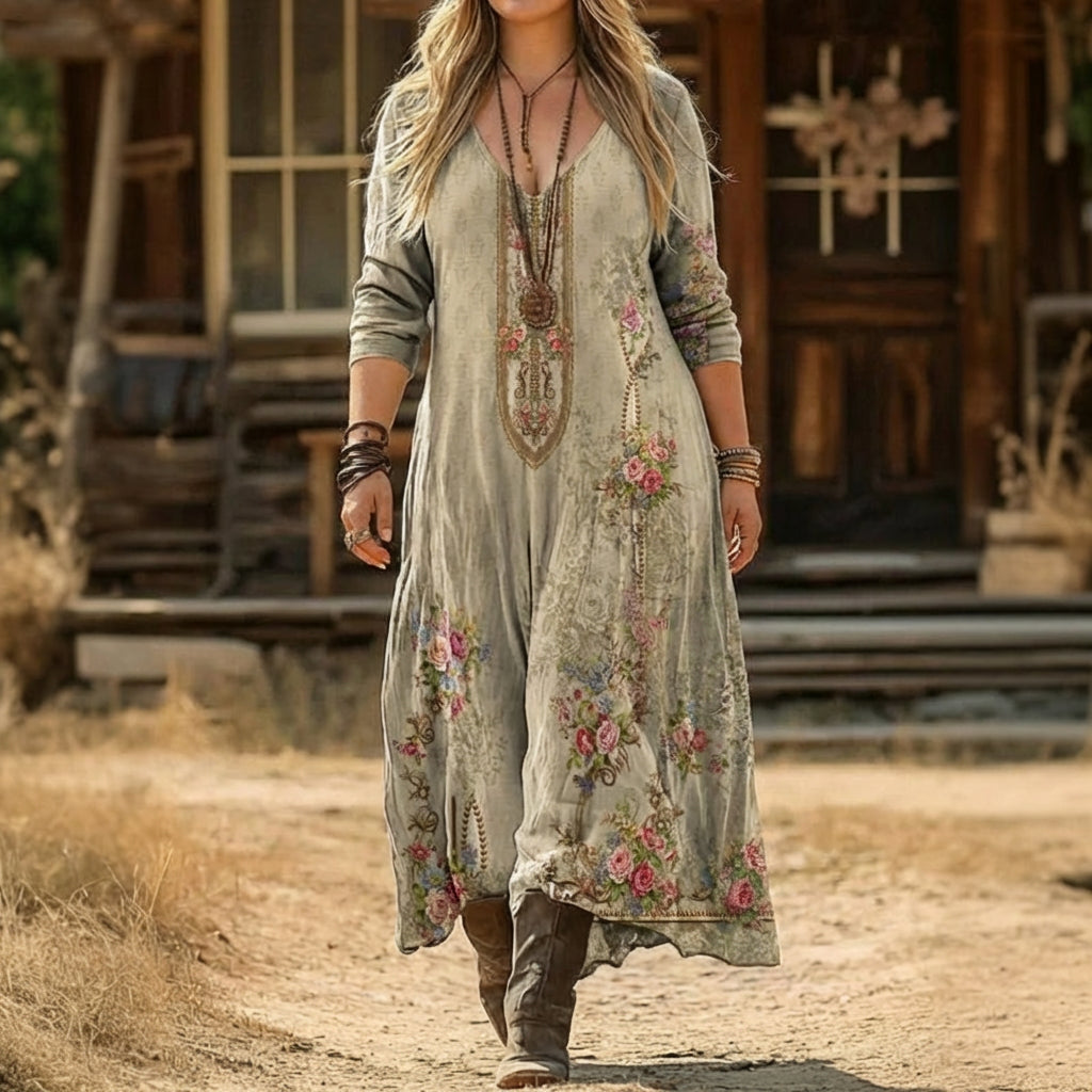 Emily | Robe décontractée à manches longues inspirée vintage