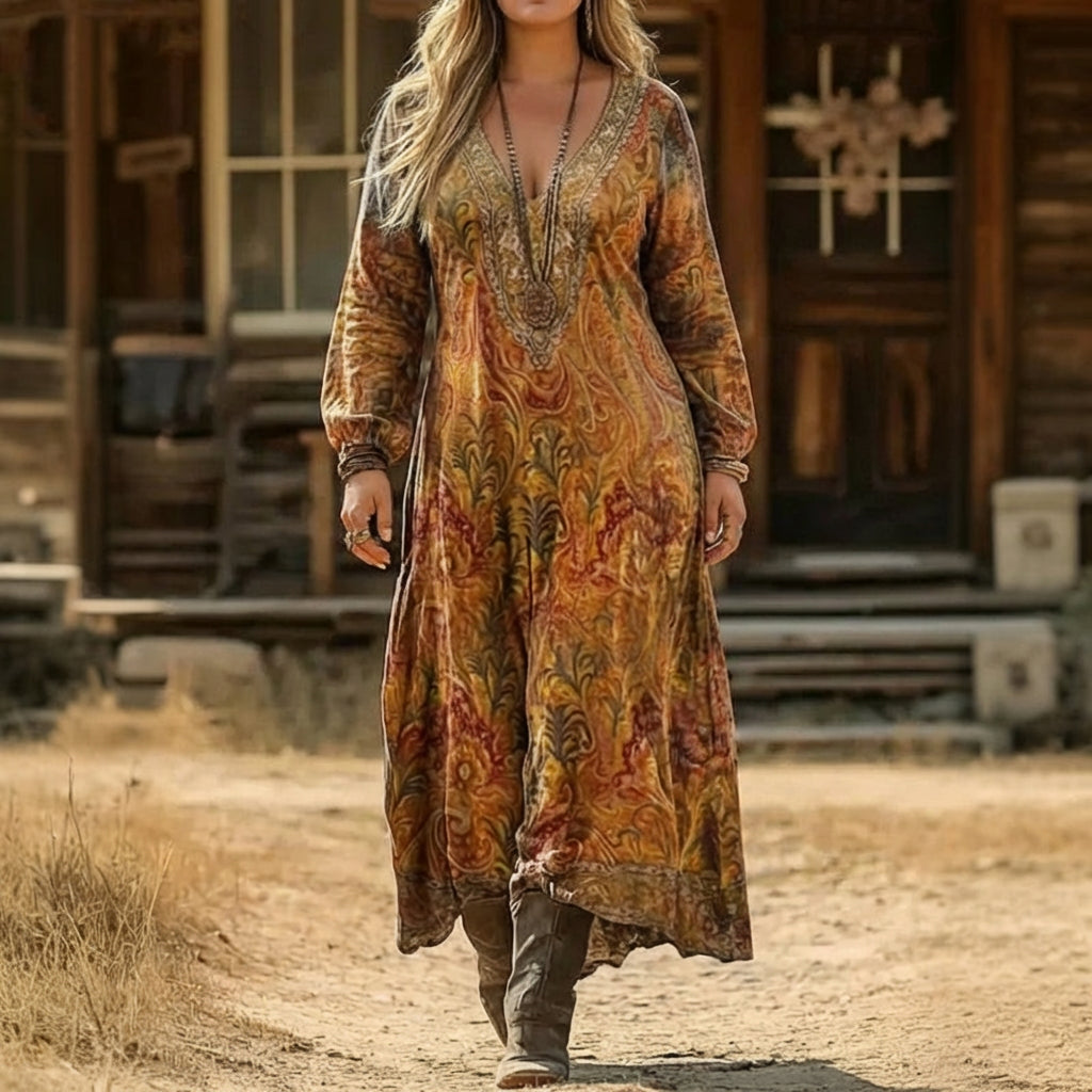 Pénélope | Robe Décontractée à Manches Longues Inspirée du Vintage