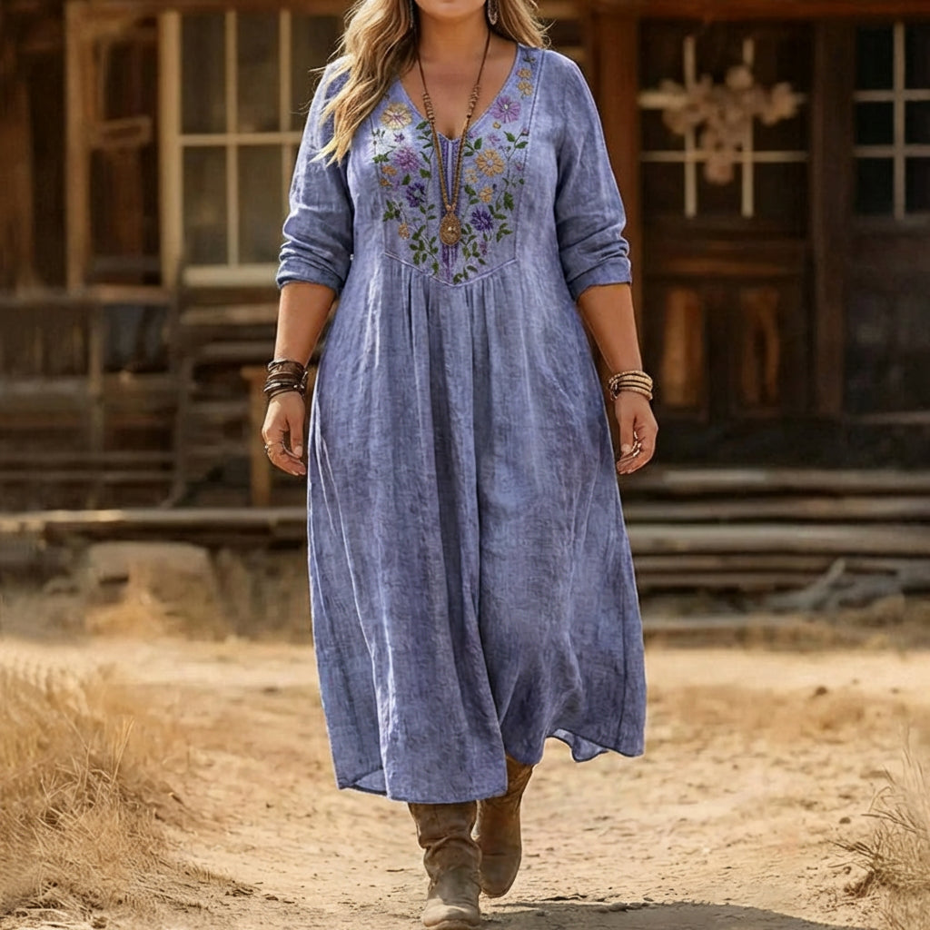 Scarlett | Robe Décontractée à Manches Longues Inspirée du Vintage