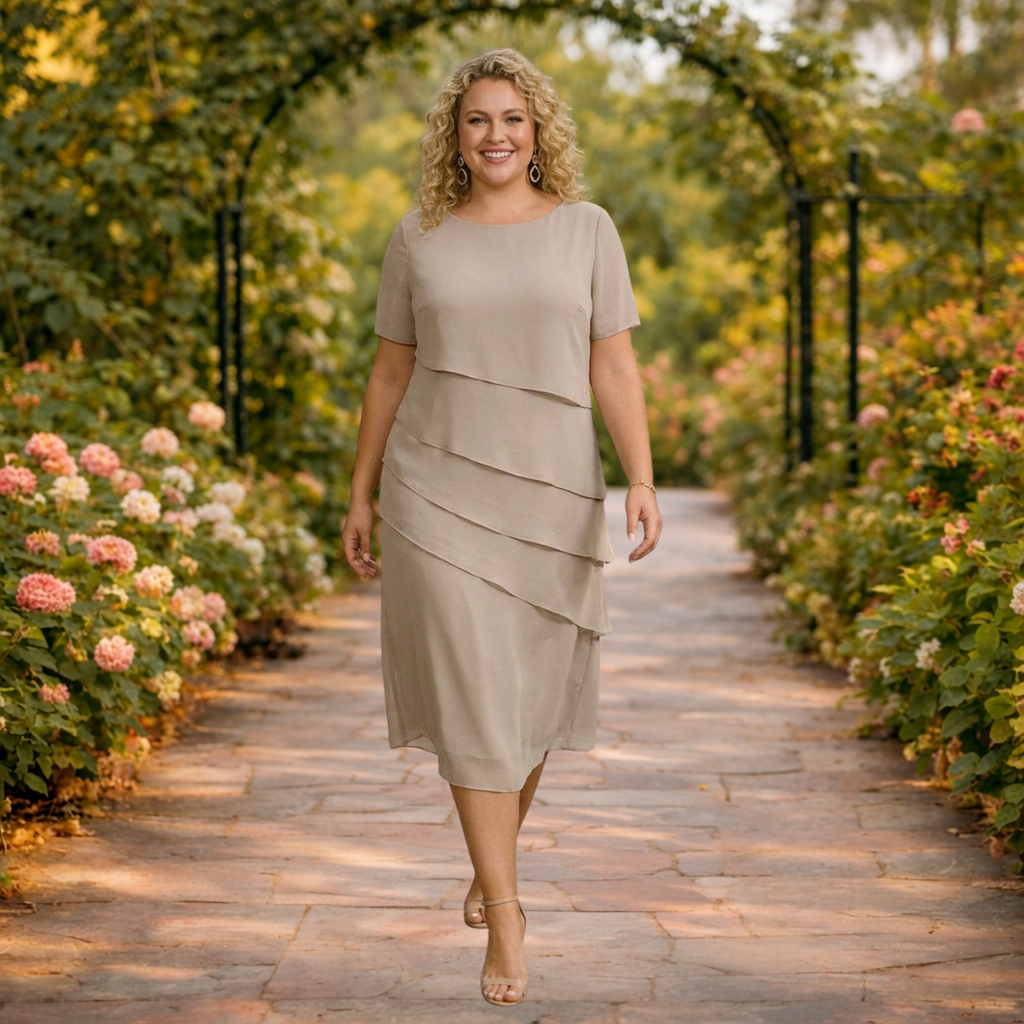 Elena | Robe Midi en Chiffon à Couches