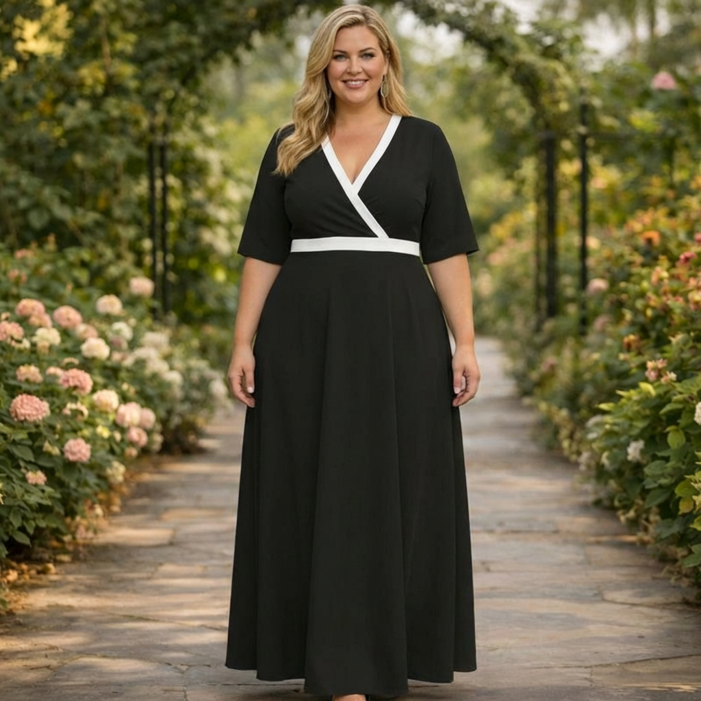 Sherri | Robe Maxi Contrastée Classique
