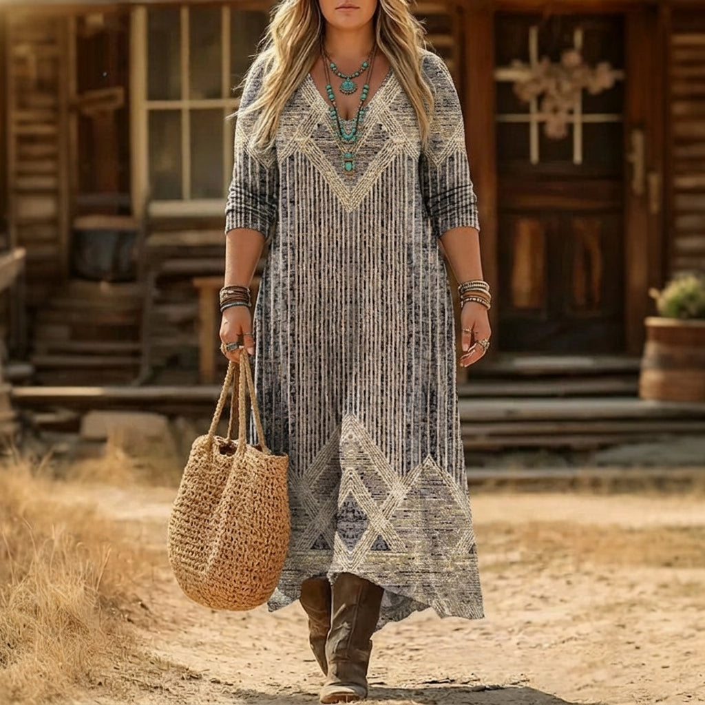 Camila | Robe décontractée à manches longues inspirée vintage