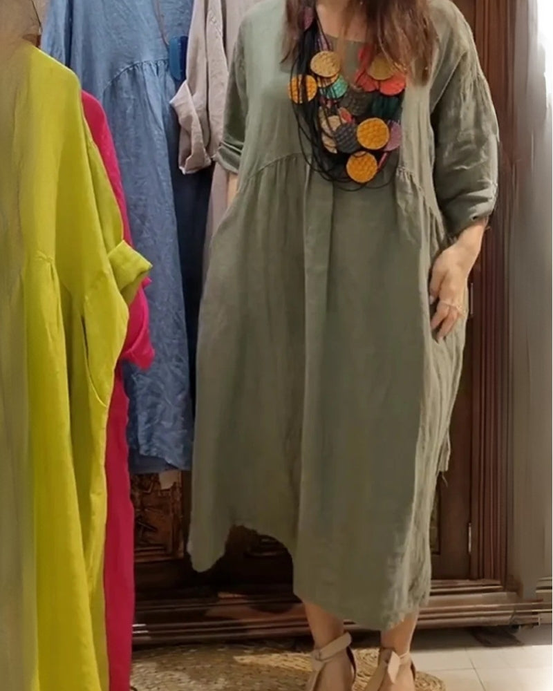 MANDIRA - Robe en coton et lin