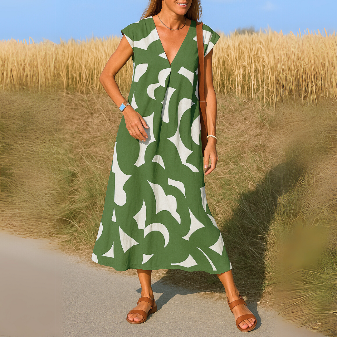 Amina™ Robe – Liberté Estivale avec Imprimé Graphique