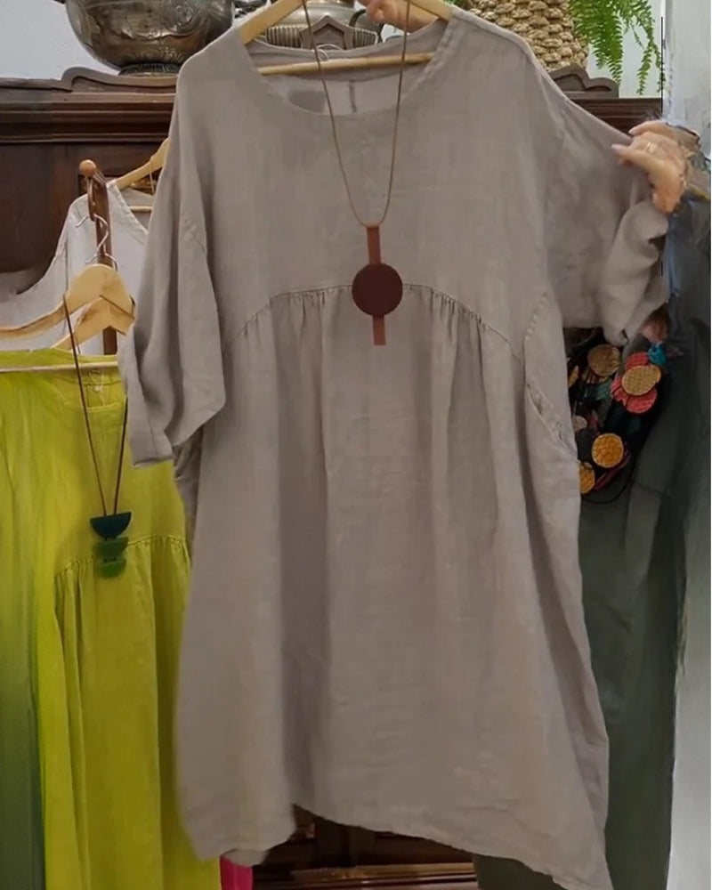 MANDIRA - Robe en coton et lin