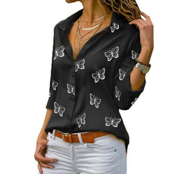 Neleia – Blouse fluide avec imprimé papillon