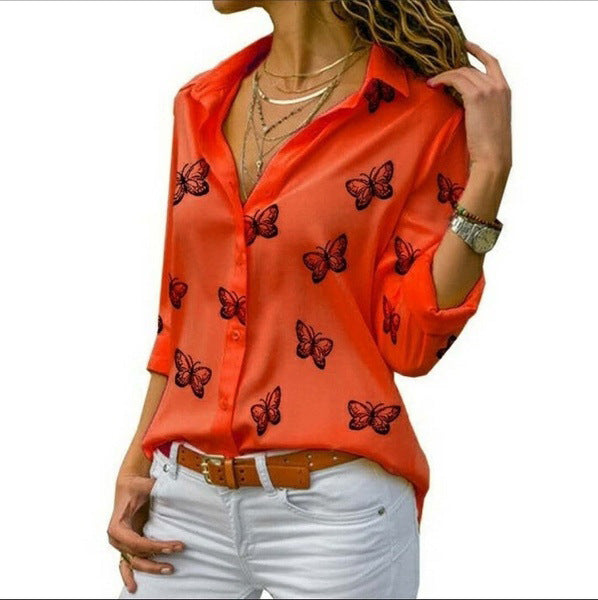 Neleia – Blouse fluide avec imprimé papillon