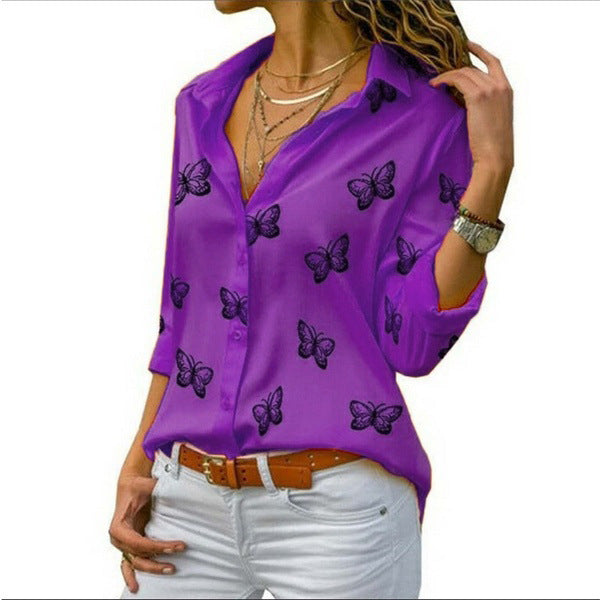 Neleia – Blouse fluide avec imprimé papillon