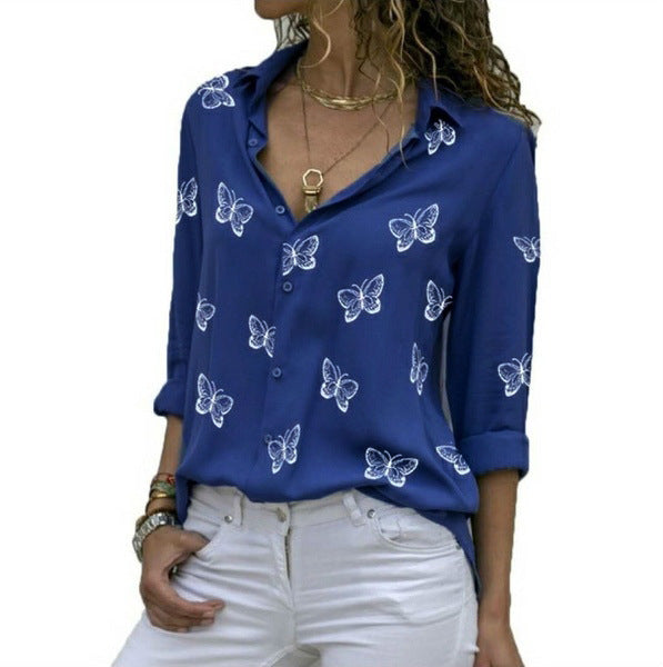 Neleia – Blouse fluide avec imprimé papillon