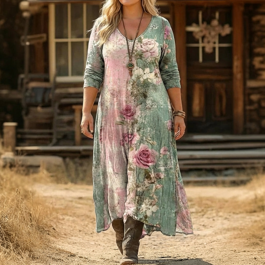 Emma | Robe décontractée à manches longues inspirée du vintage