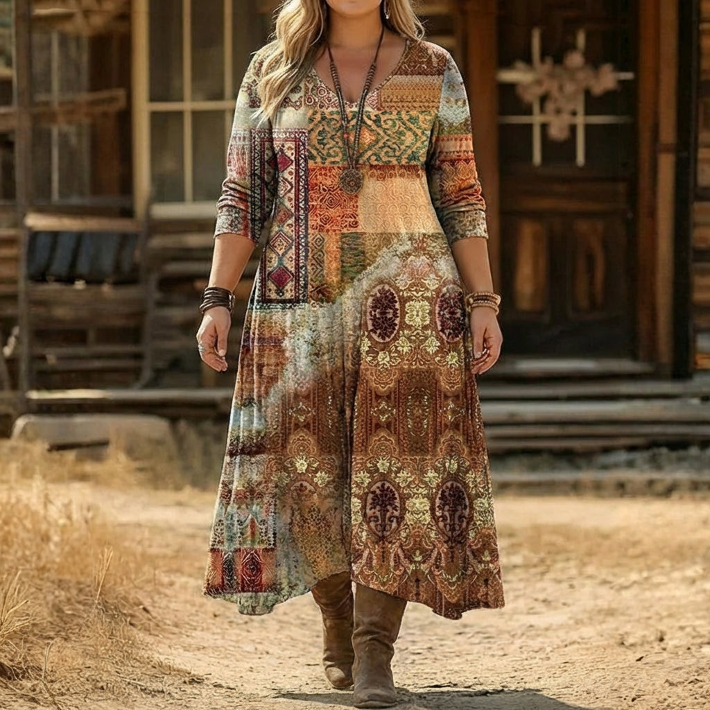 Isabella | Robe décontractée à manches longues inspirée du vintage