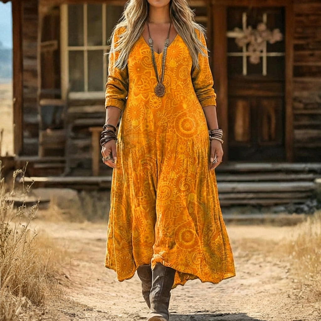 Mia | Robe Décontractée à Manches Longues Inspirée du Vintage