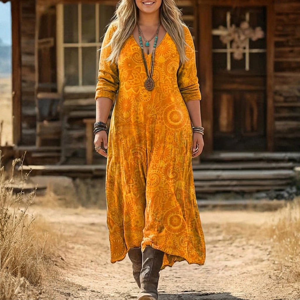 Mia | Robe Décontractée à Manches Longues Inspirée du Vintage