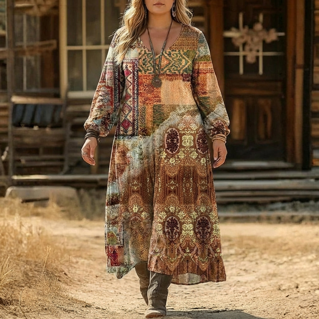 Isabella | Robe décontractée à manches longues inspirée du vintage