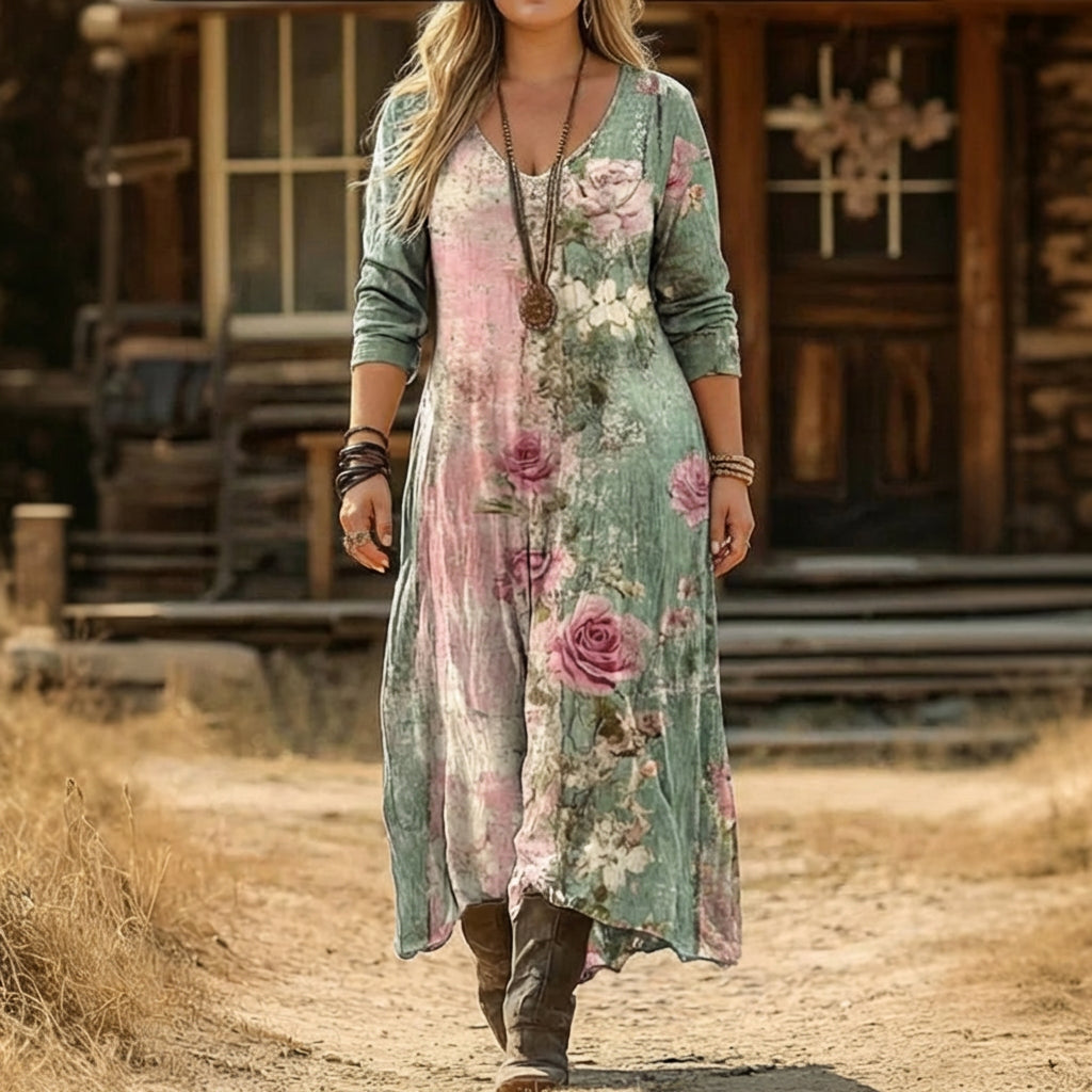 Emma | Robe décontractée à manches longues inspirée du vintage