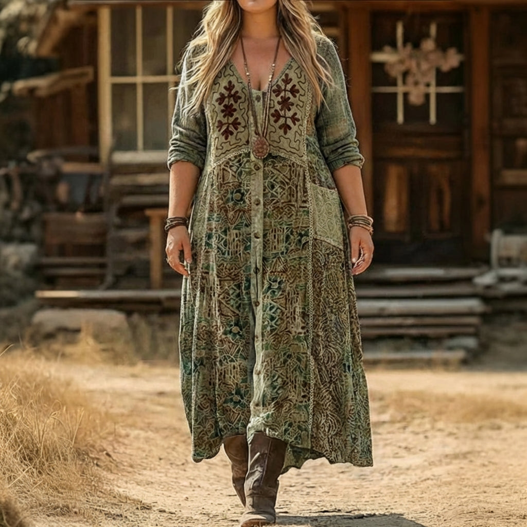 Abigail | Robe Décontractée Inspirée du Vintage avec Manches Longues