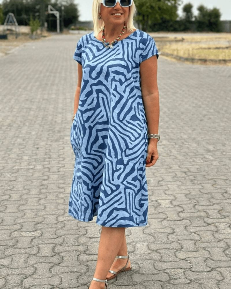 Nelia – Robe à col rond et motif