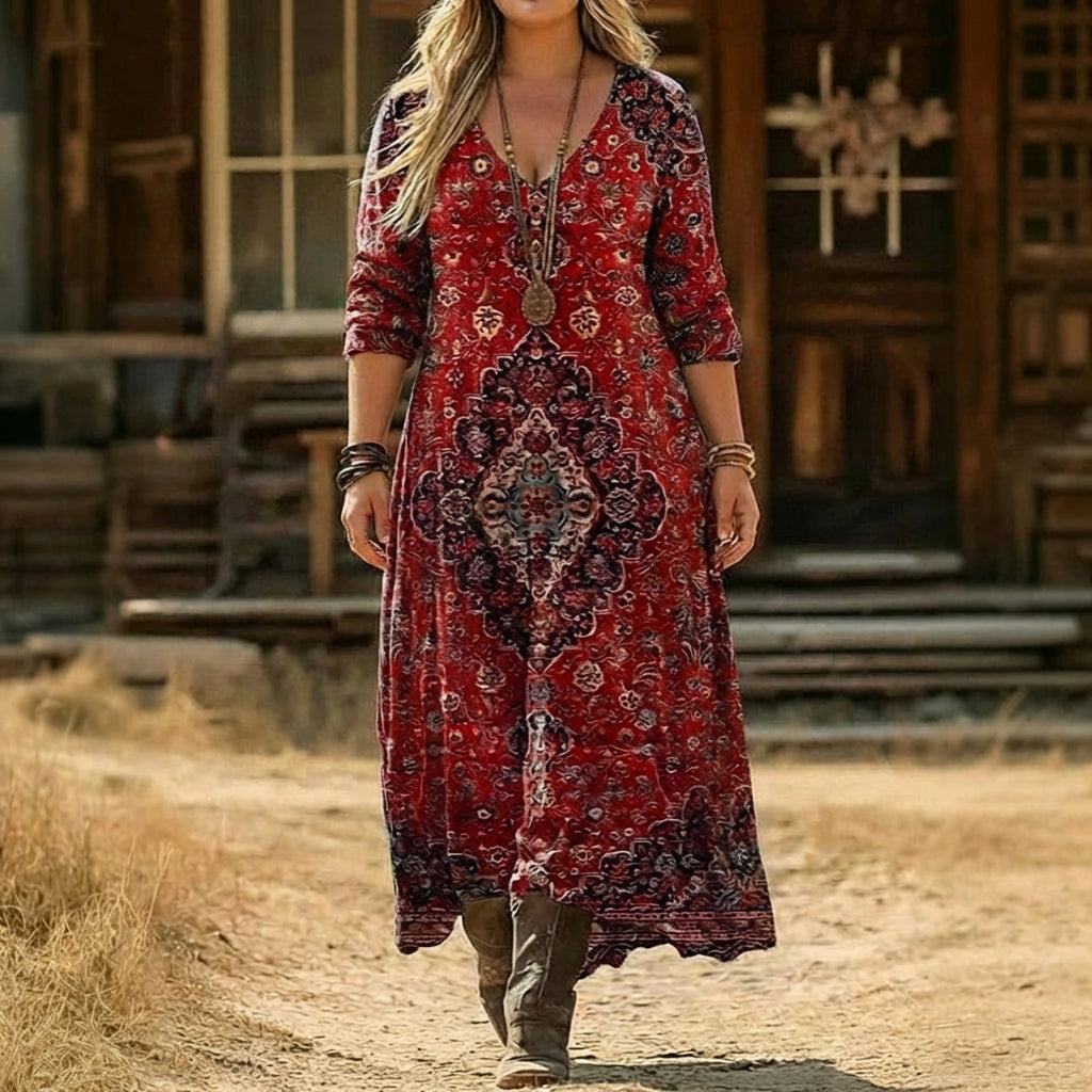 Abigail | Robe décontractée à manches longues inspirée du vintage