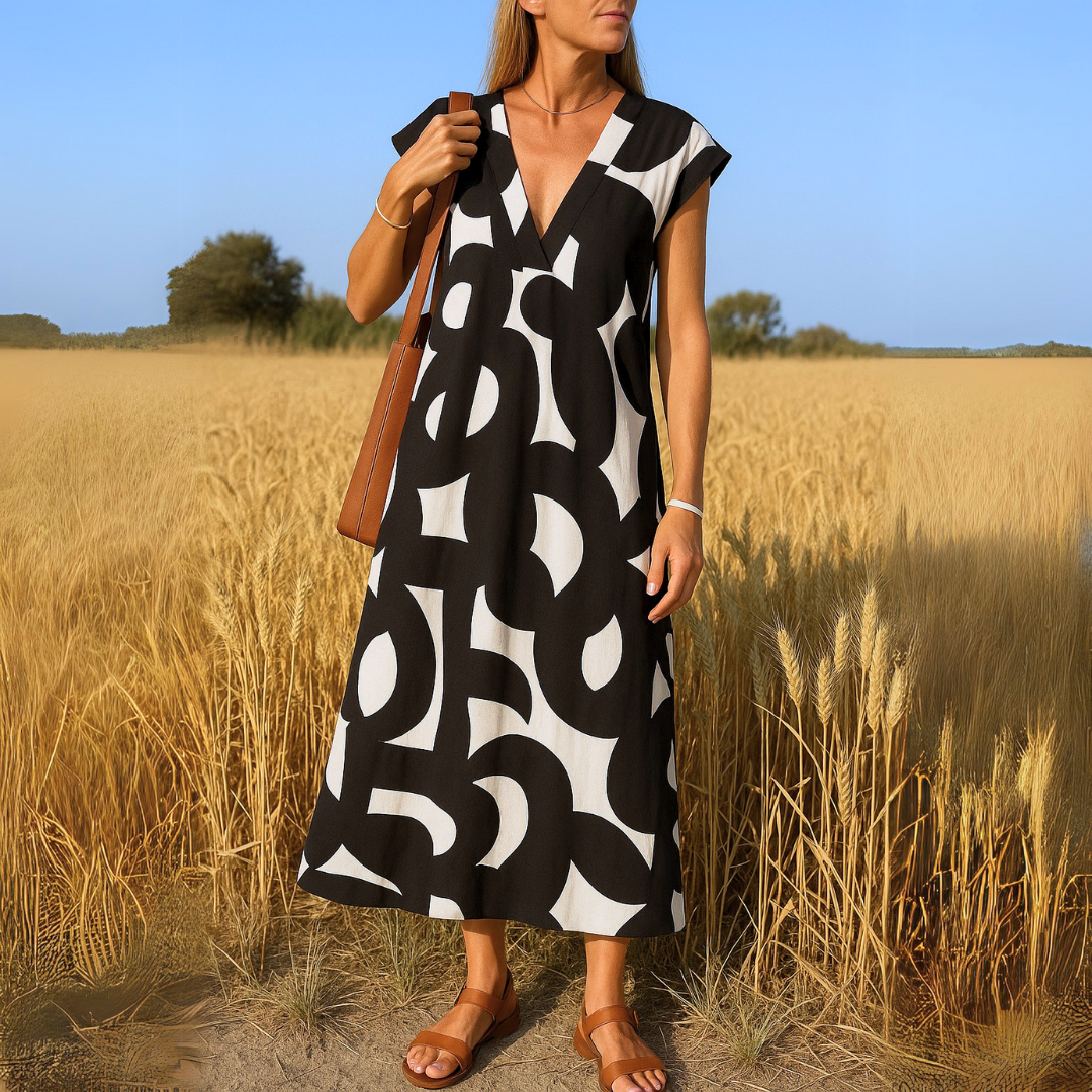Amina™ Robe – Liberté Estivale avec Imprimé Graphique