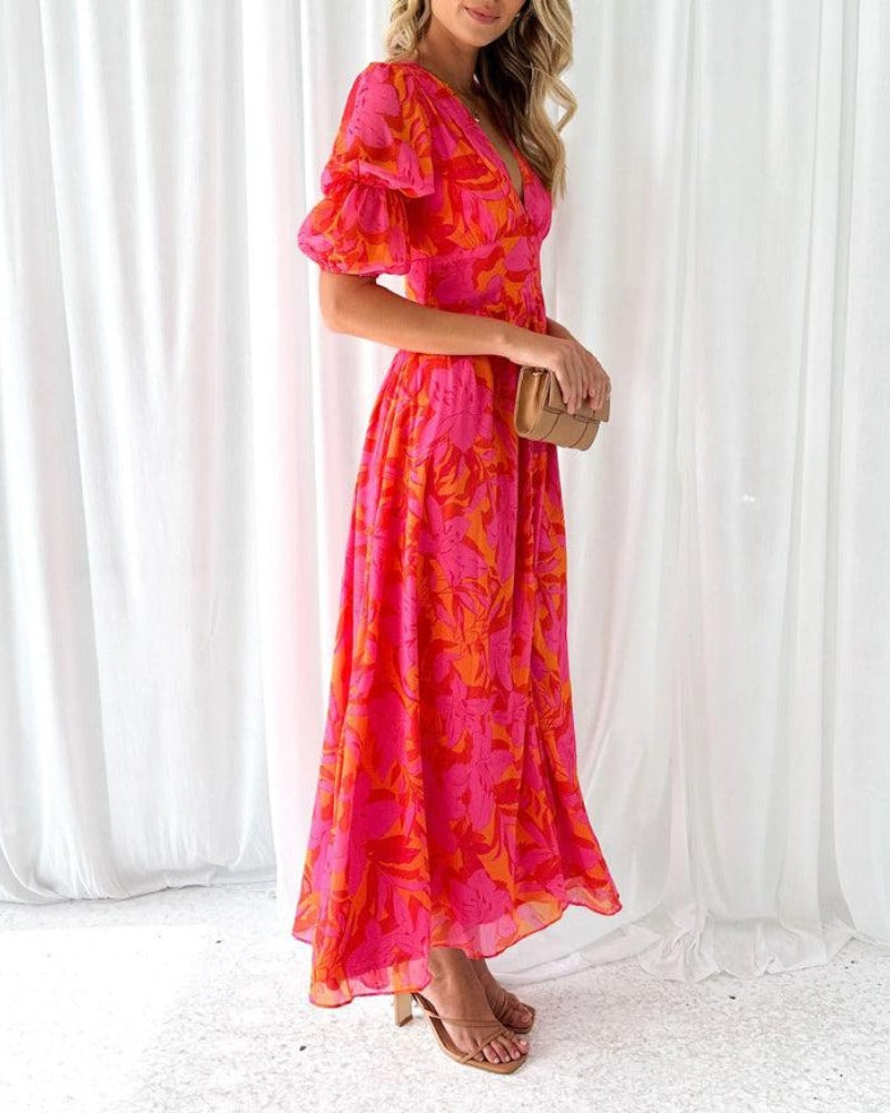 DERANA - ROBE MAXI ROSE ROUGE