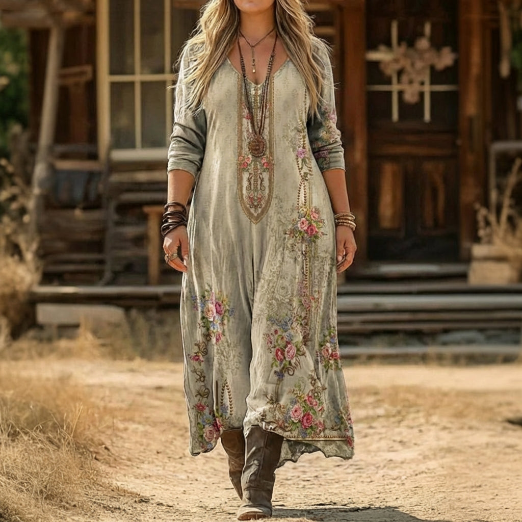 Emily | Robe décontractée à manches longues inspirée vintage
