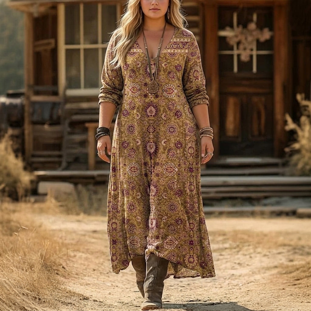 Chloe | Robe décontractée à manches longues inspirée vintage