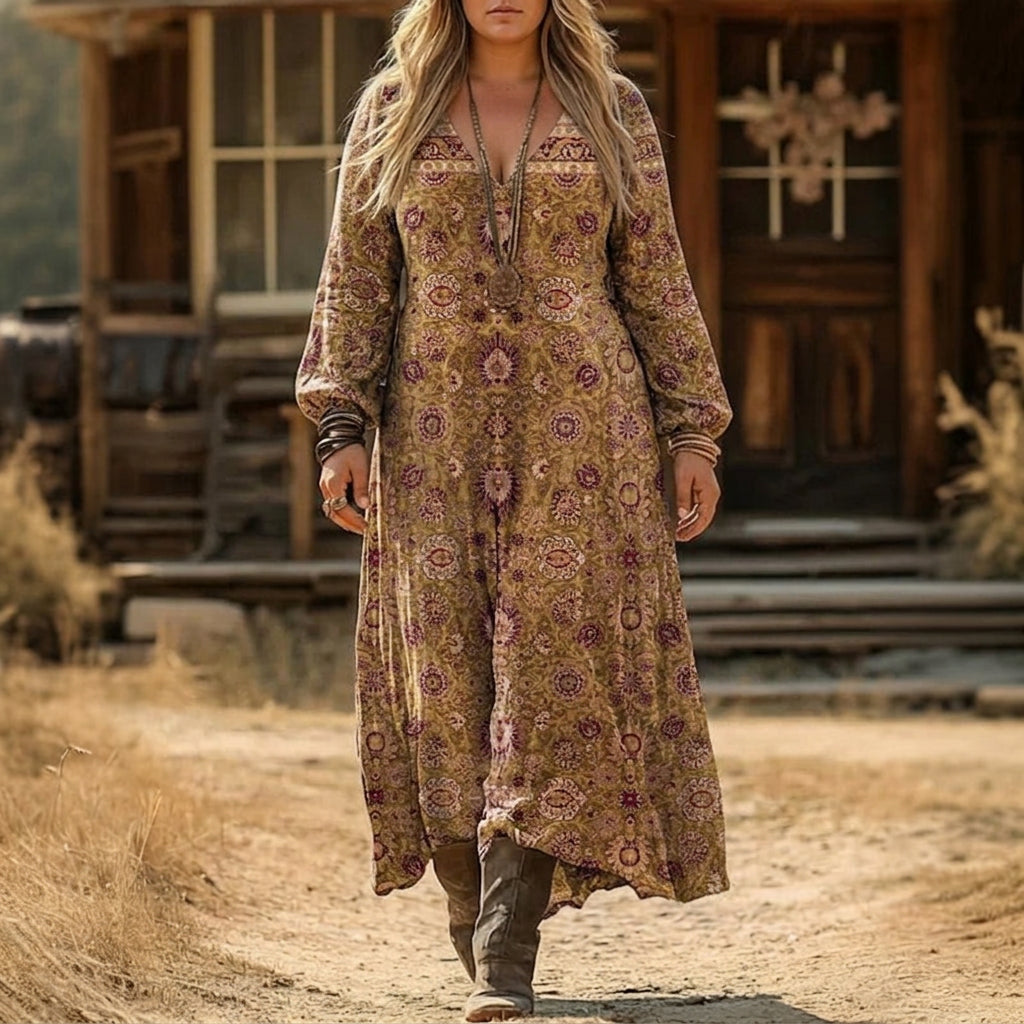Chloe | Robe décontractée à manches longues inspirée vintage