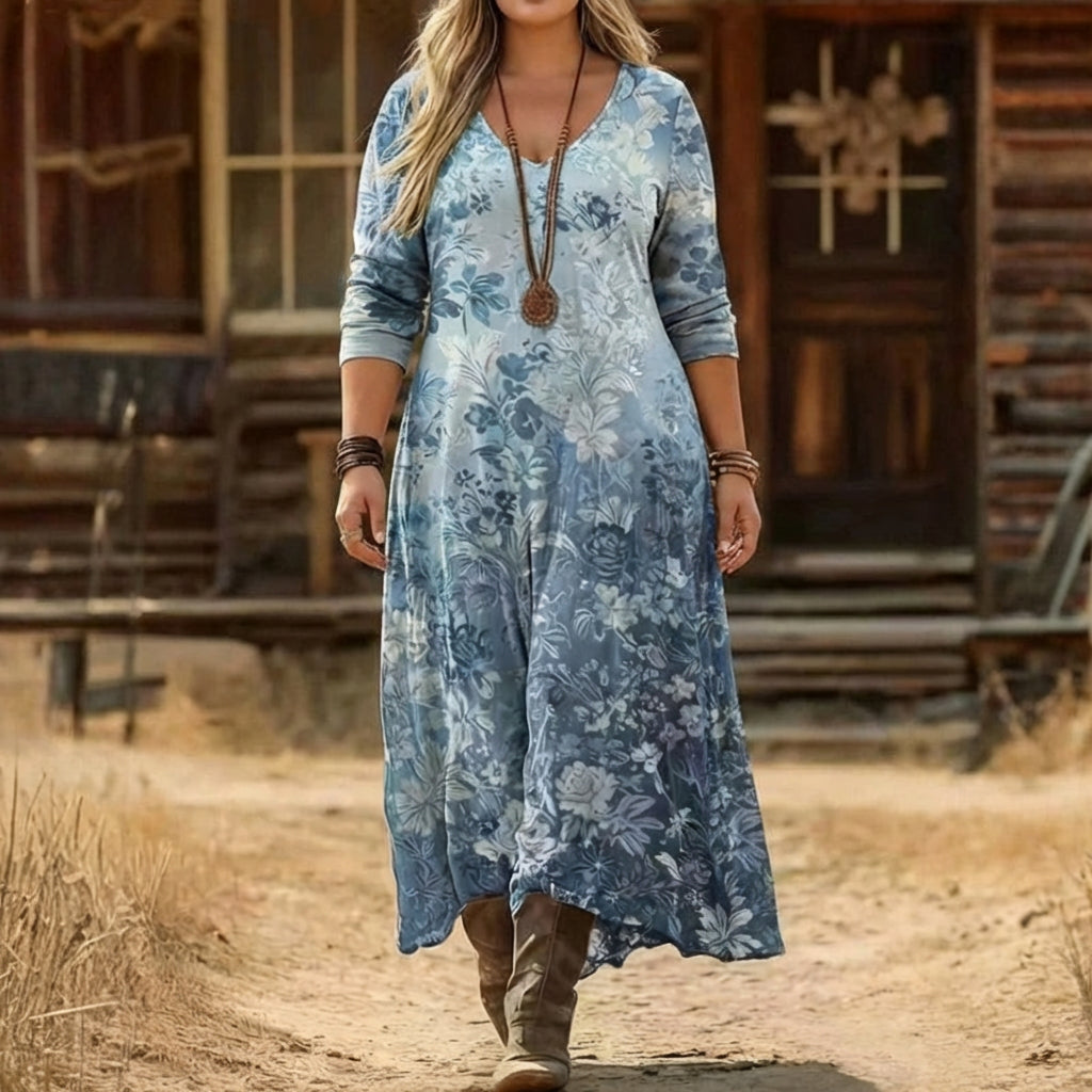 Victoria | Robe Décontractée à Manches Longues Inspirée Vintage