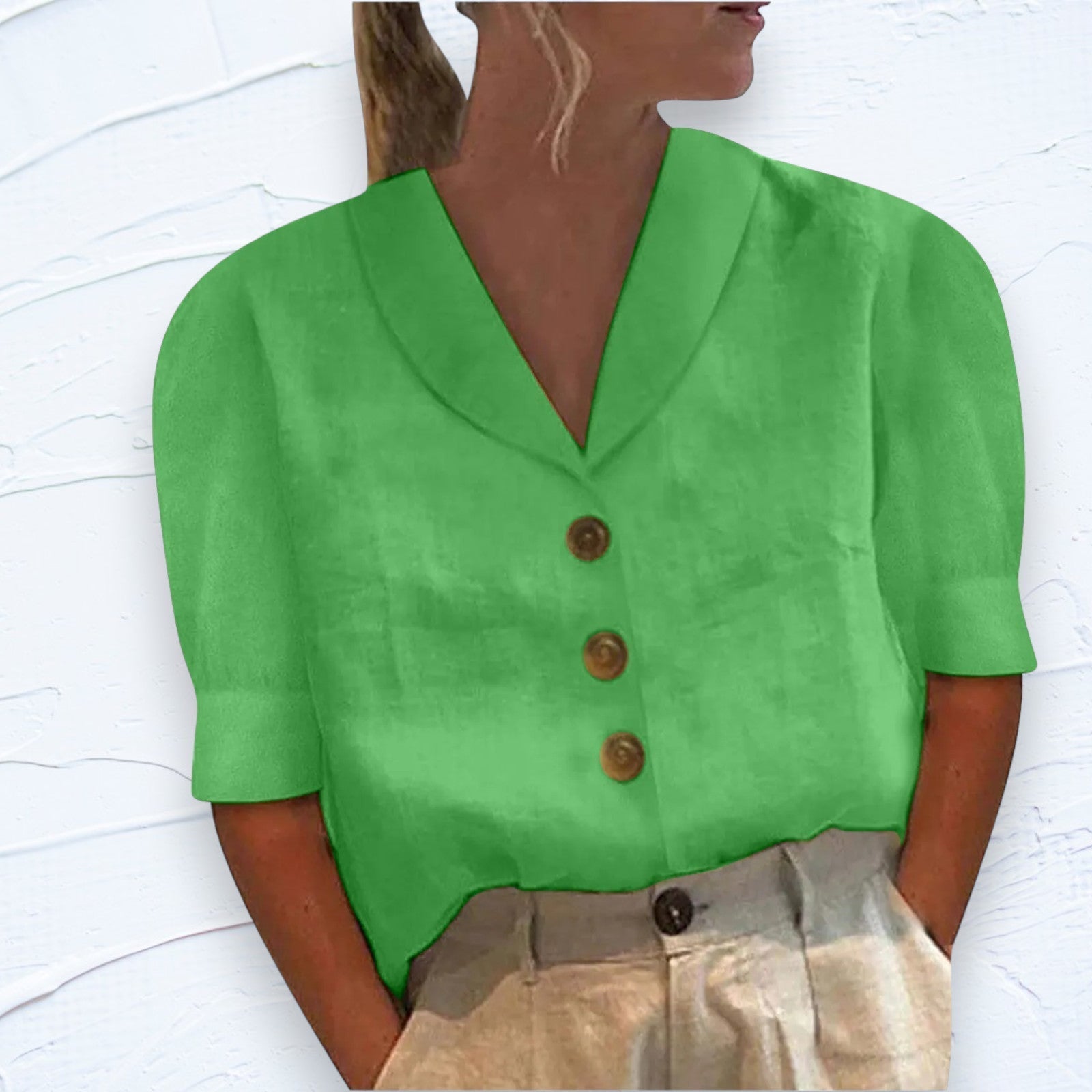 Blouse Boutonnée Rétro-Chic avec Devant Noué