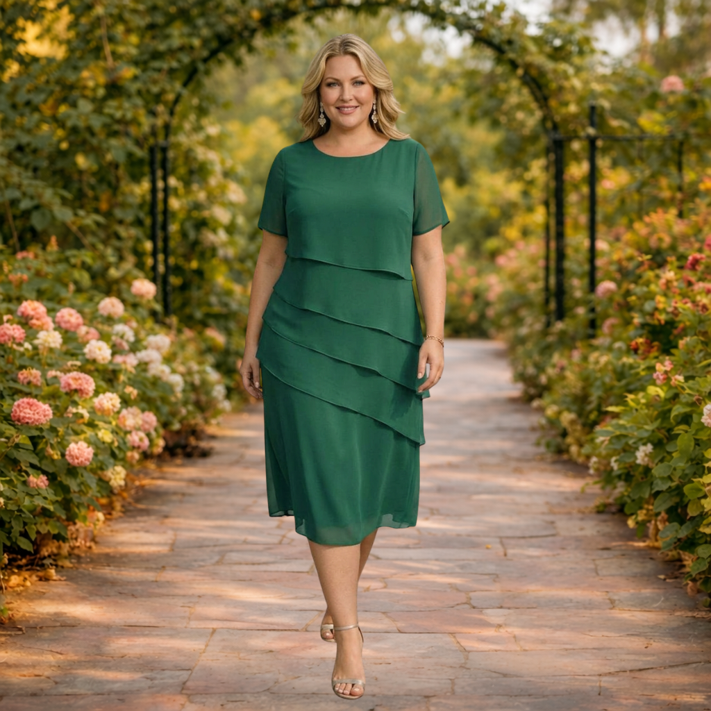 Elena | Robe Midi en Chiffon à Couches