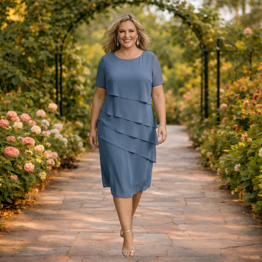 Elena | Robe Midi en Chiffon à Couches