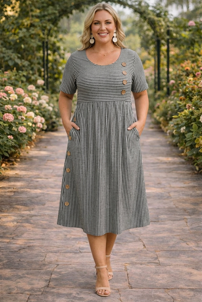 Wanda™ Robe Midi Rayée